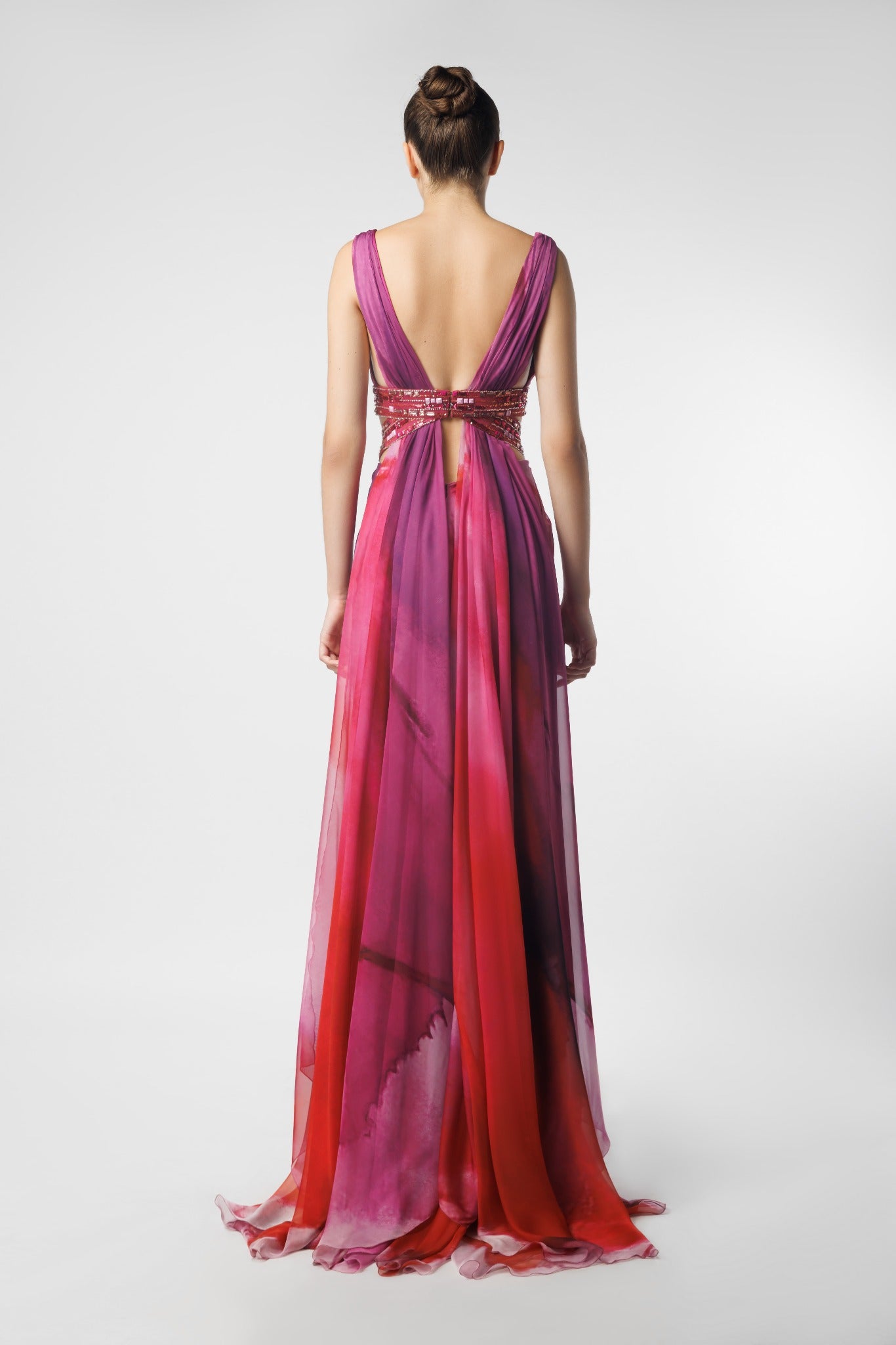 Printed Cut Out V-Neckline  Dress