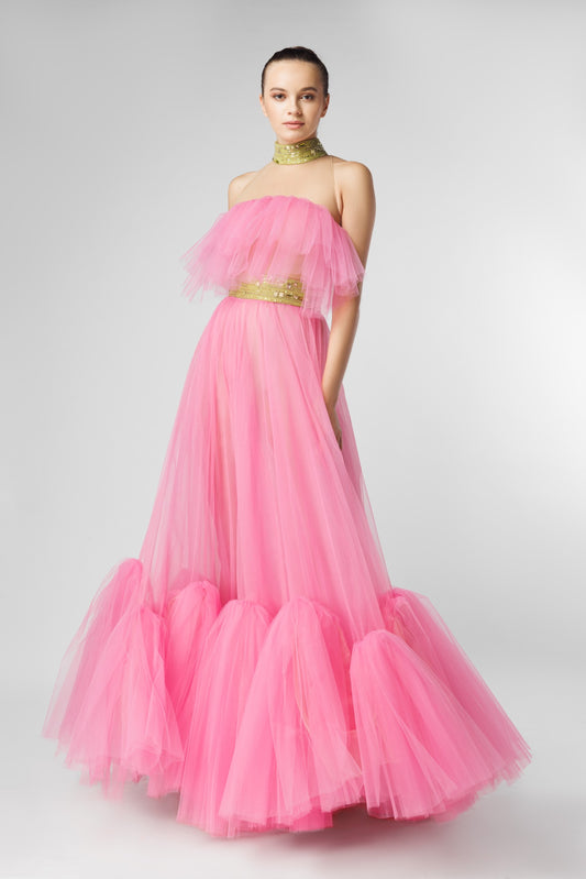 Pink Ruffle Tulle Dress
