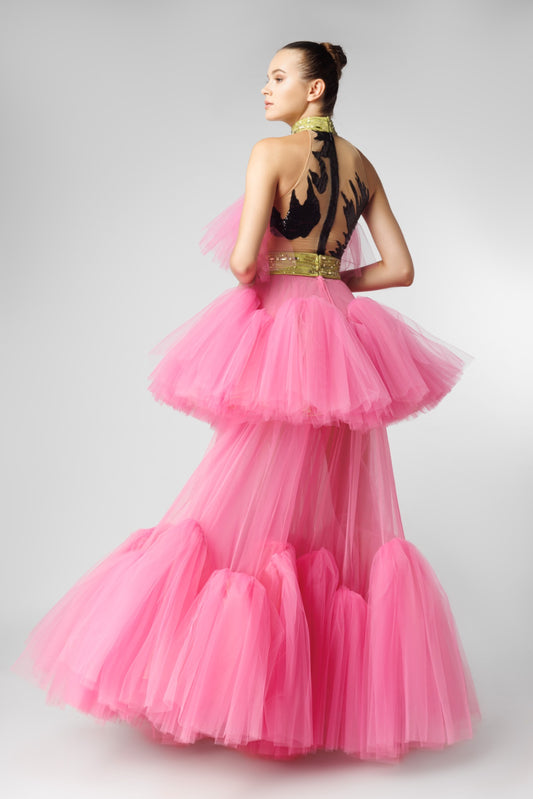 Pink Ruffle Tulle Dress