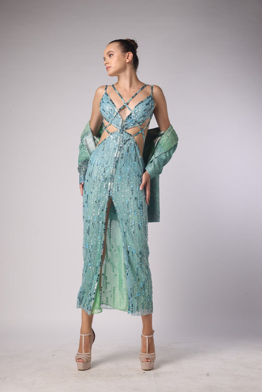 Strappy Midi Dress with Slit