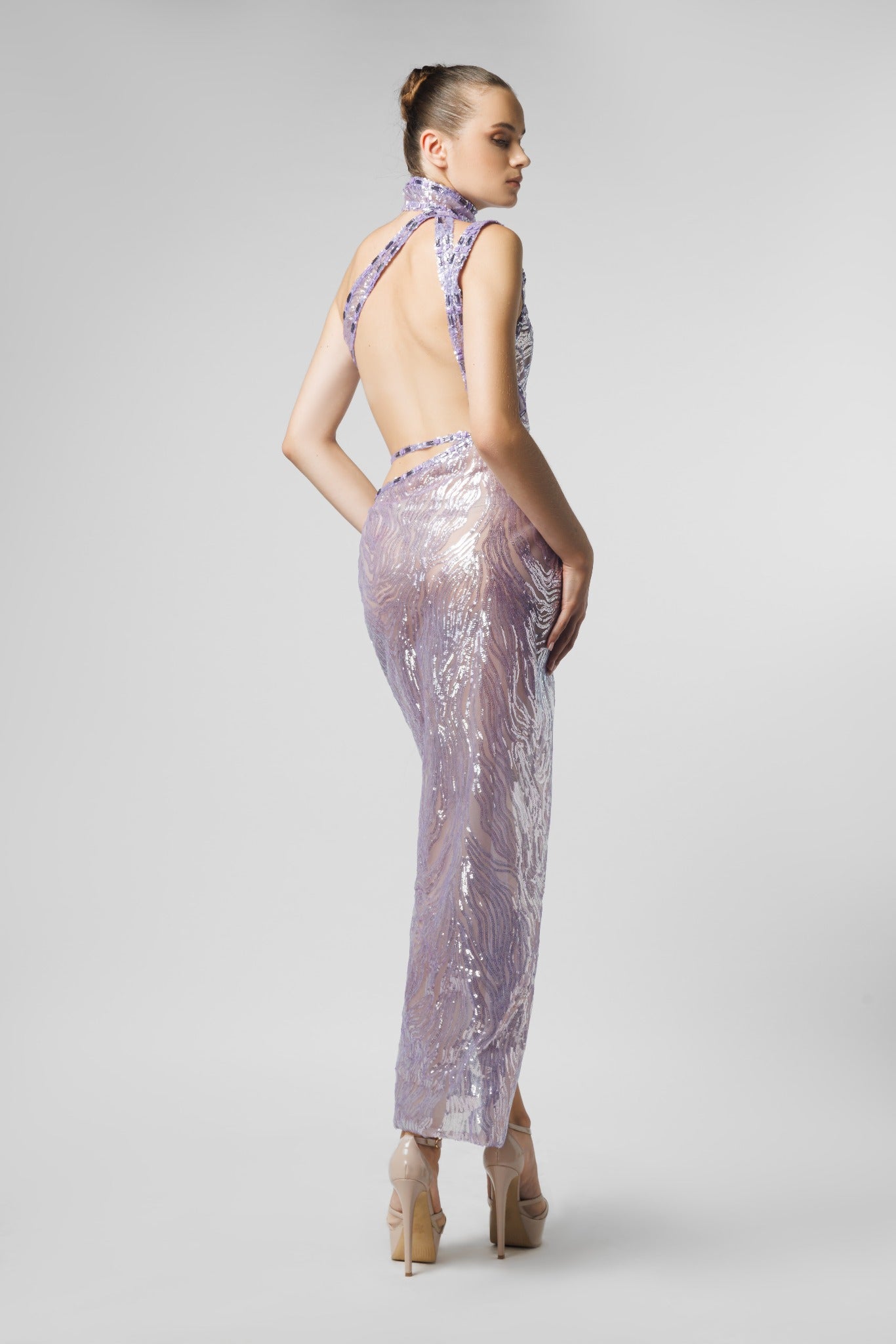 High Neck Embroidered Dress