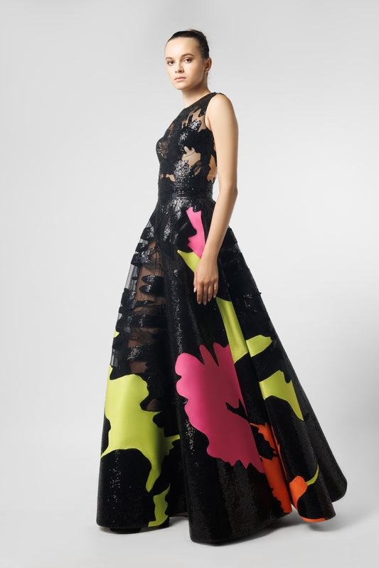 Patched Embellished Dress