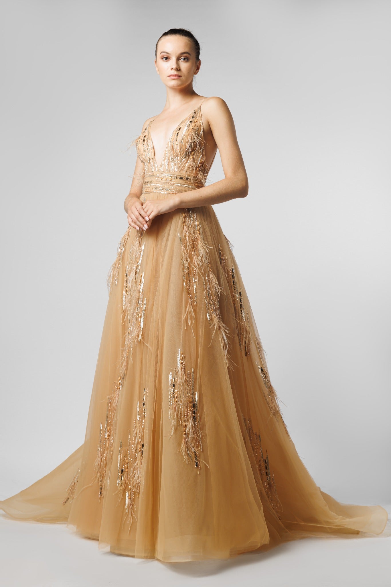 Embellished Feathered Dress