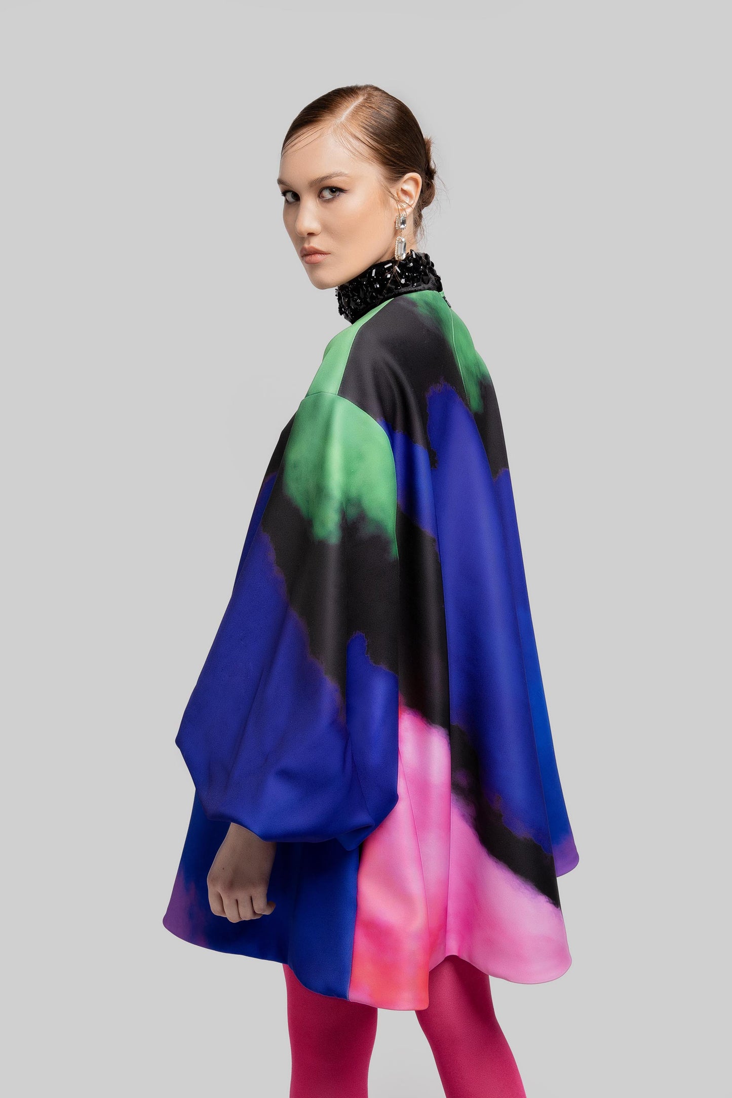 High Neck Balloon Mini Dress