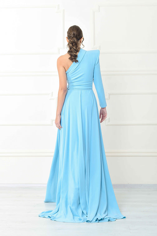 One Shoulder Slit Gown