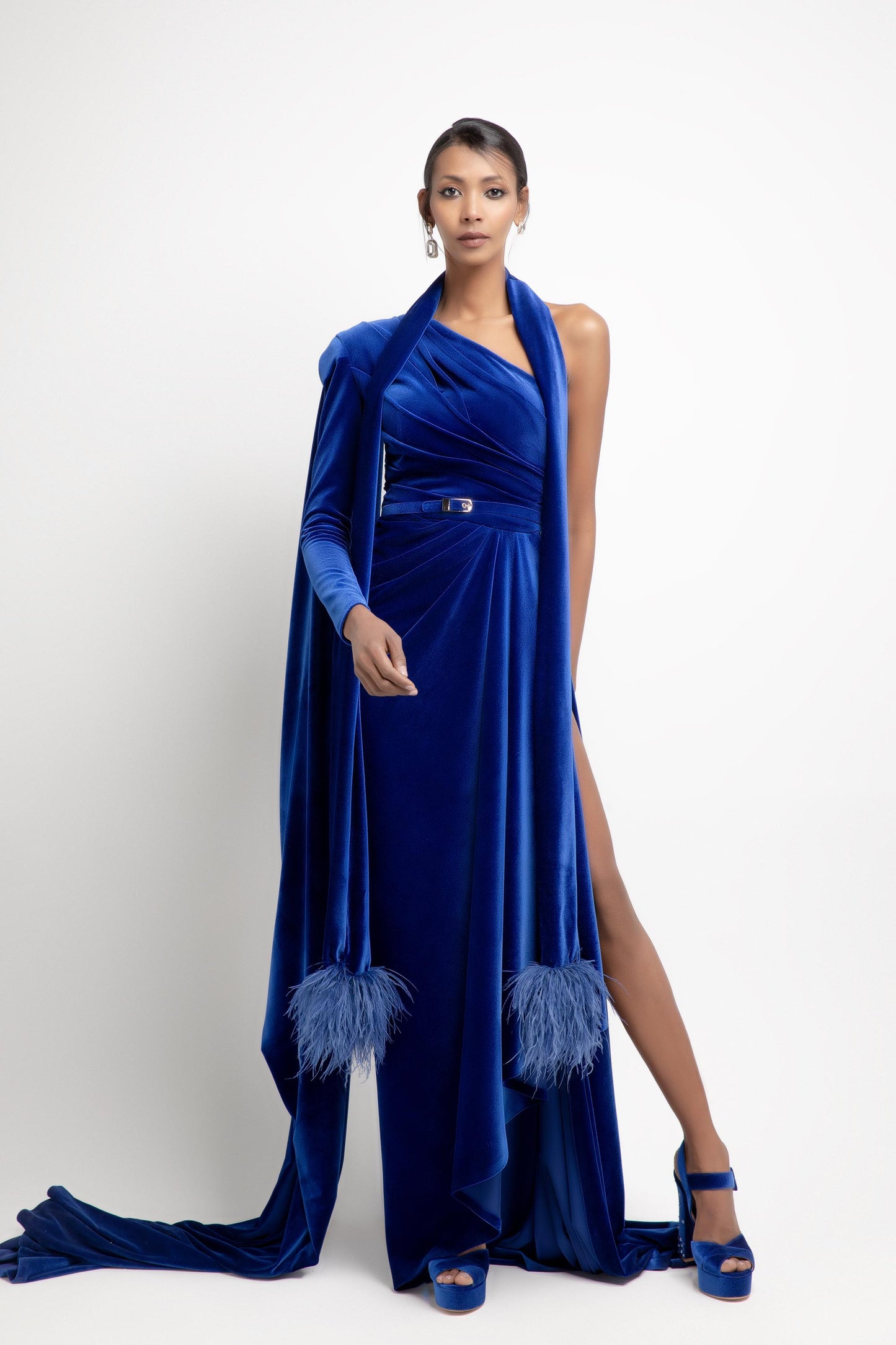 One Shoulder Velvet Dress