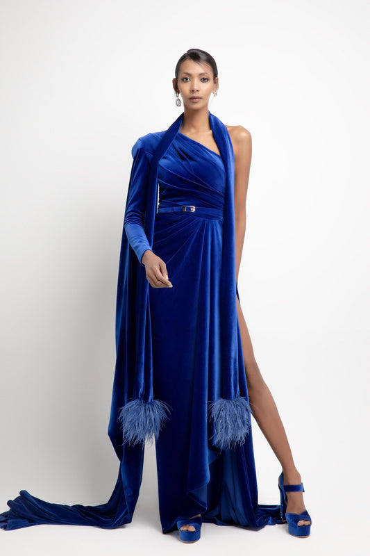 One Shoulder Velvet Dress