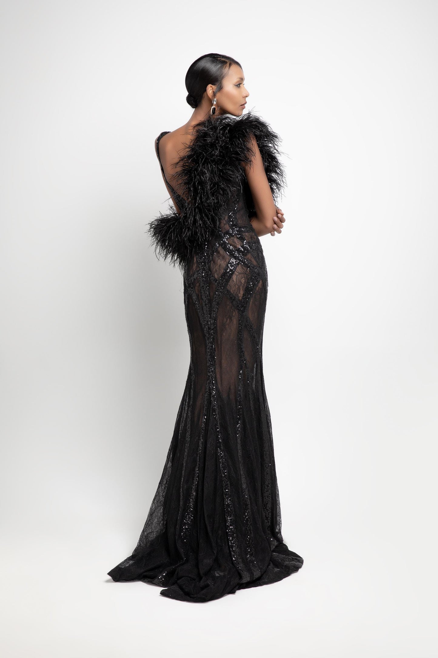 Lace and Sequin Fitted Dress