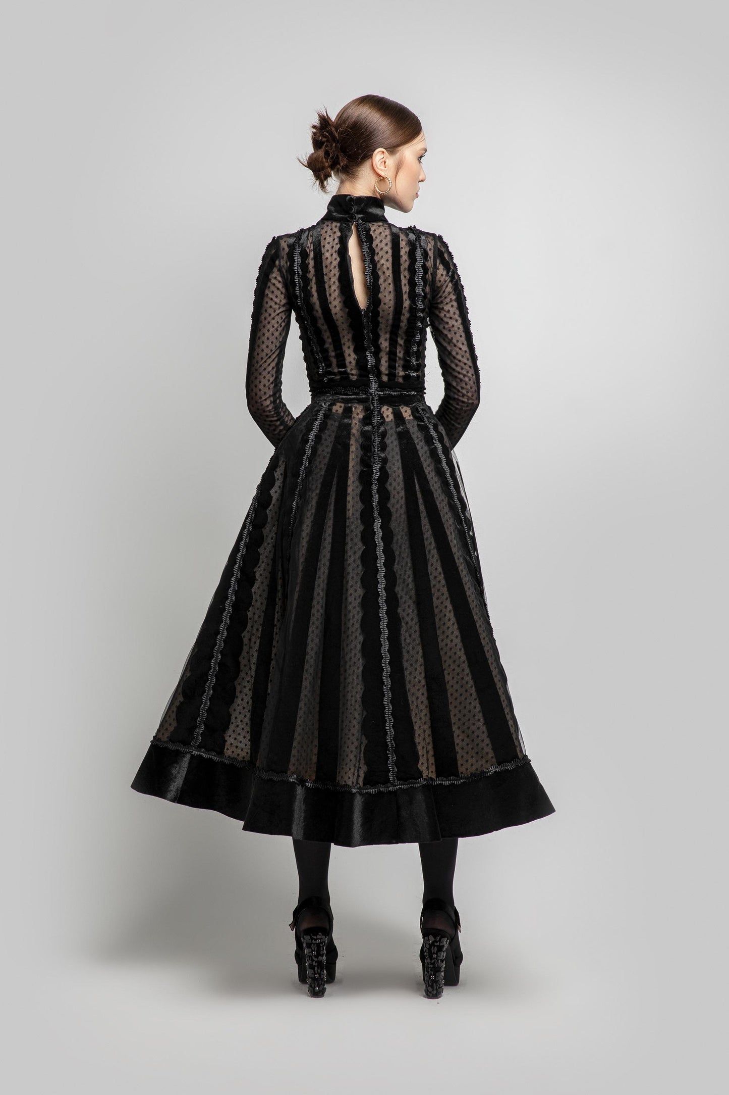 Deep V Velvet Midi Dress