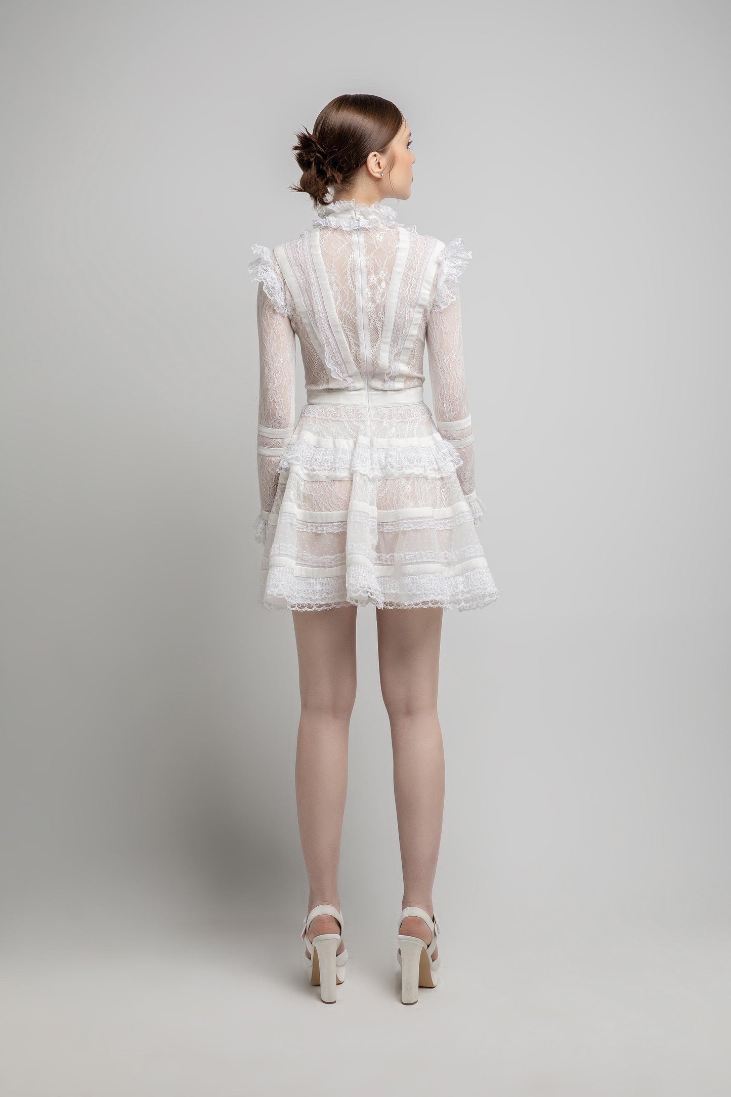 Lace Ruffle Short Dress