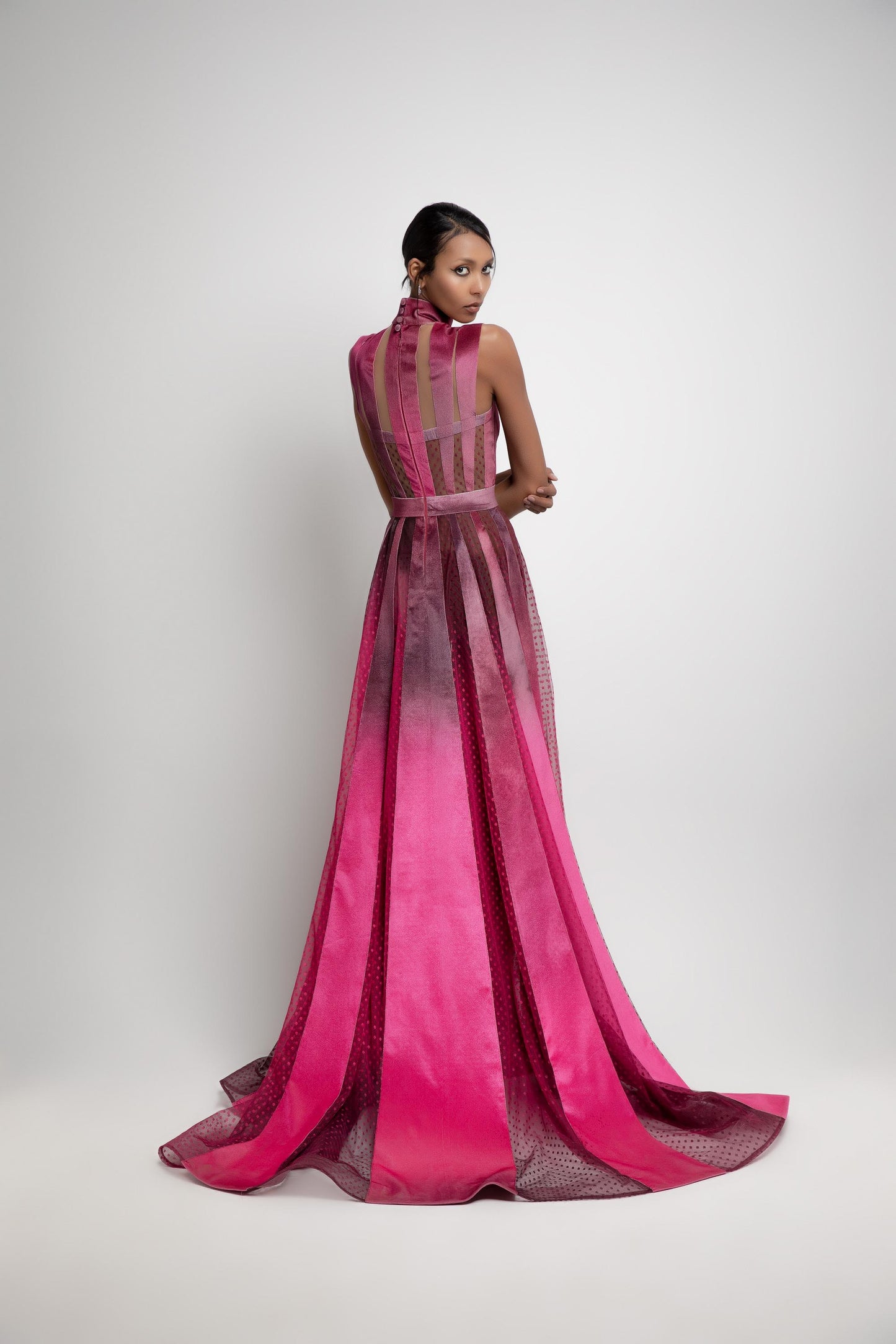 High Neck Gown With Cuts