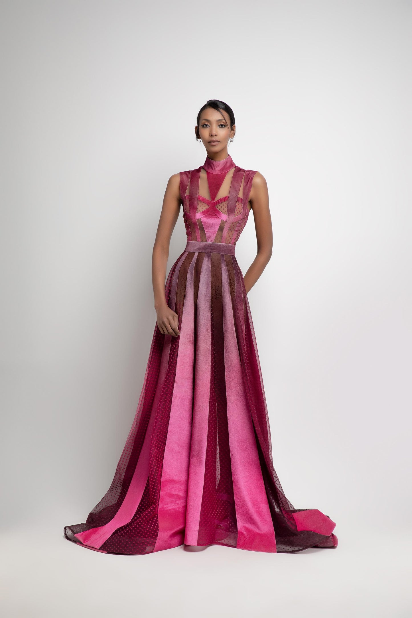 High Neck Gown With Cuts