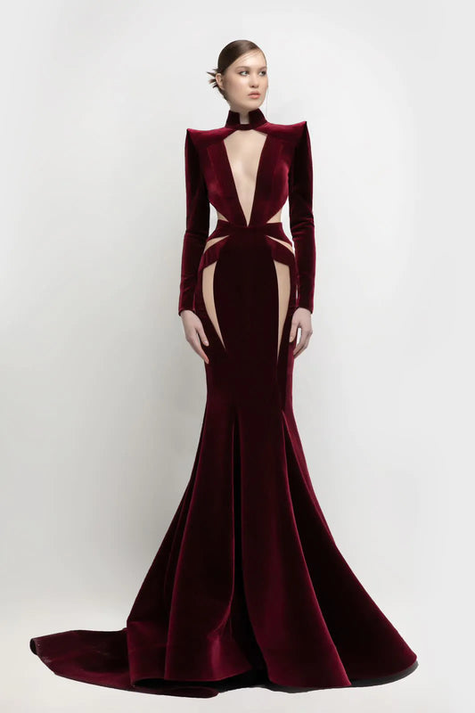Structured Shoulder Trumpet Gown