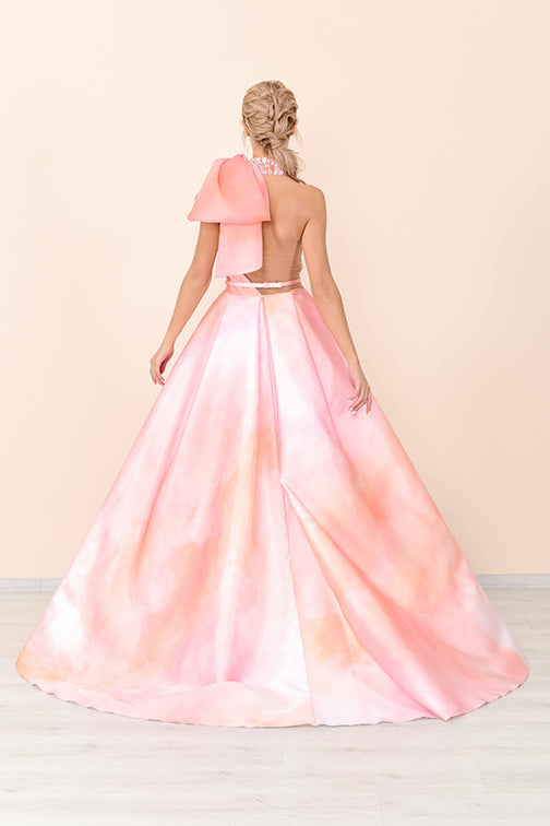 Printed Sleeveless Jumpsuit with Overskirt