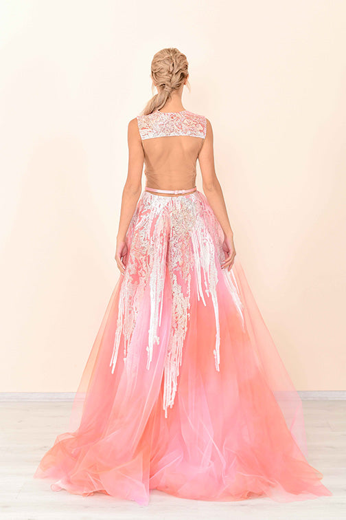 A-Line Embroidered Printed Gown