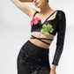 Asymmetrical Sequin Crop Top & Lace Skirt with Sequin