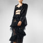 Asymmetrical  Black Crop Top & Black Layered Ruffle Skirt