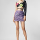 Asymmetrical Sequin Crop Top & Sequin Cut Out Skirt