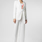 White Long Sleeve Jacket with Floral Strapless Top & Straight Leg Pants