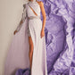 Lilac Column Gown with Embroidered Sleeve